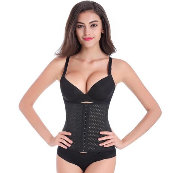 Slimming Waist Trainer Corset with Rows in Black - Picture 2 of 3